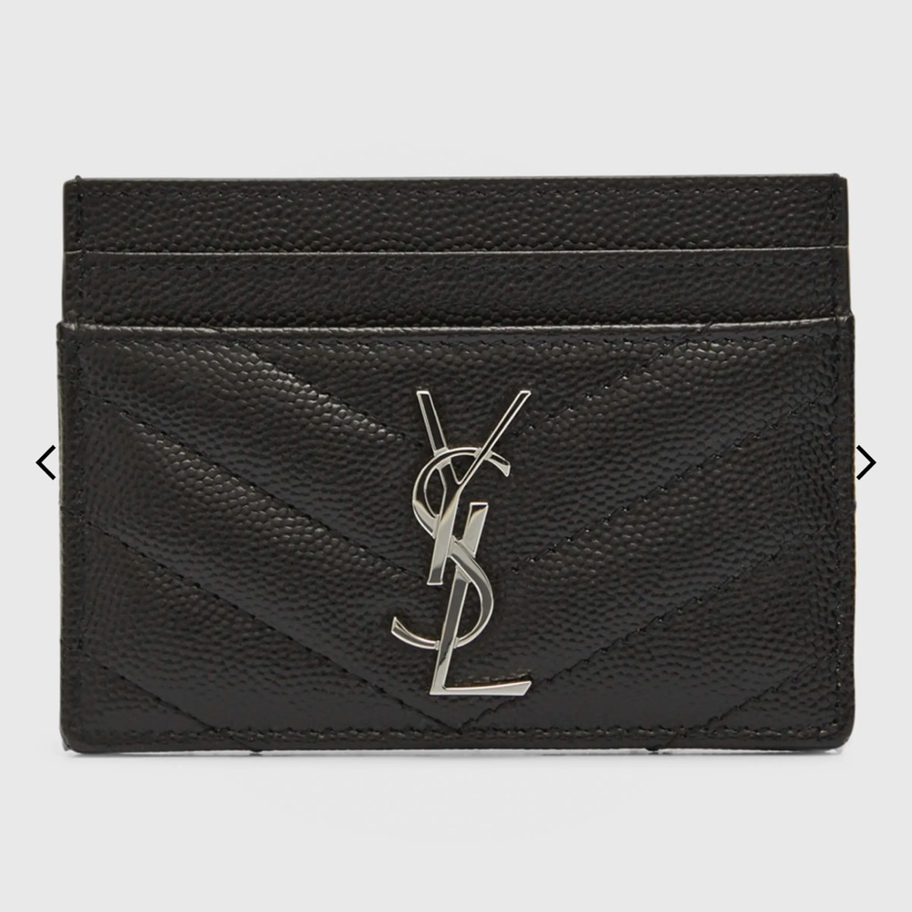 Saint Laurent YSL Monogram Card Case in Grained Leather